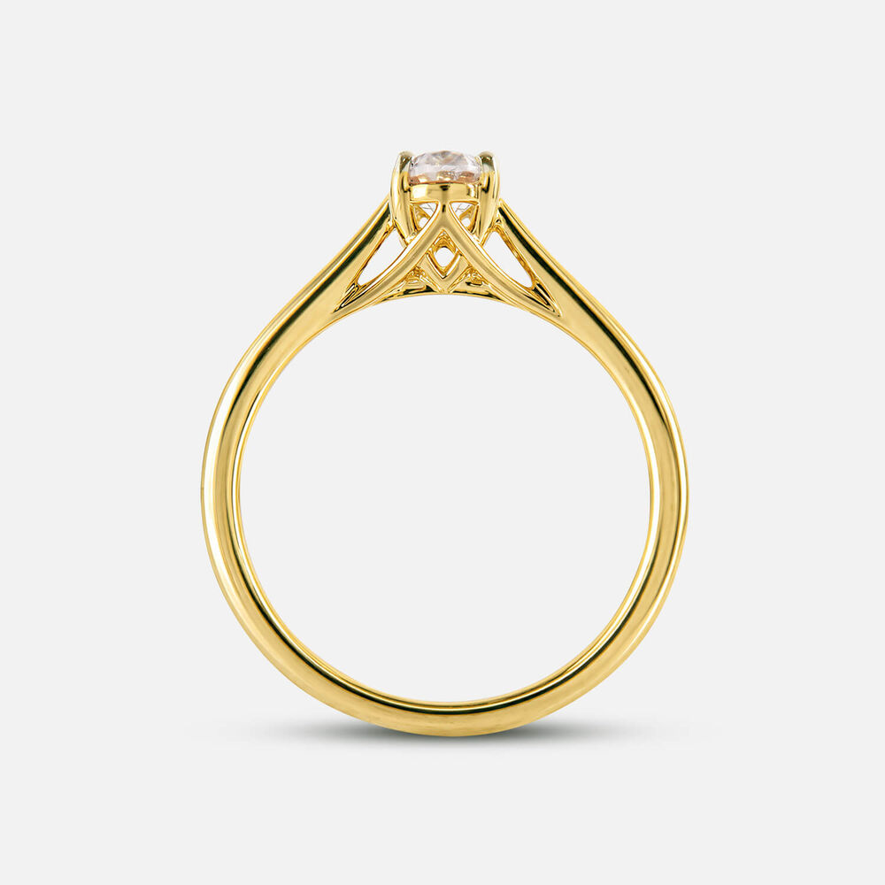 Floral 18ct Yellow Gold 0.50ct Oval Diamond Solitaire Ring