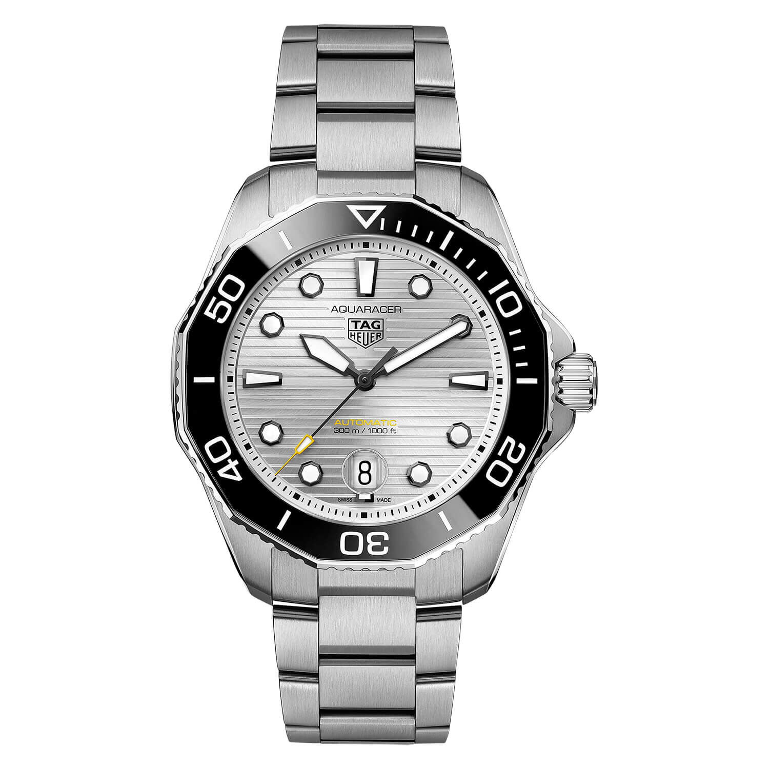 TAG Heuer Aquaracer 43mm Silver Dial Black Bezel Watch