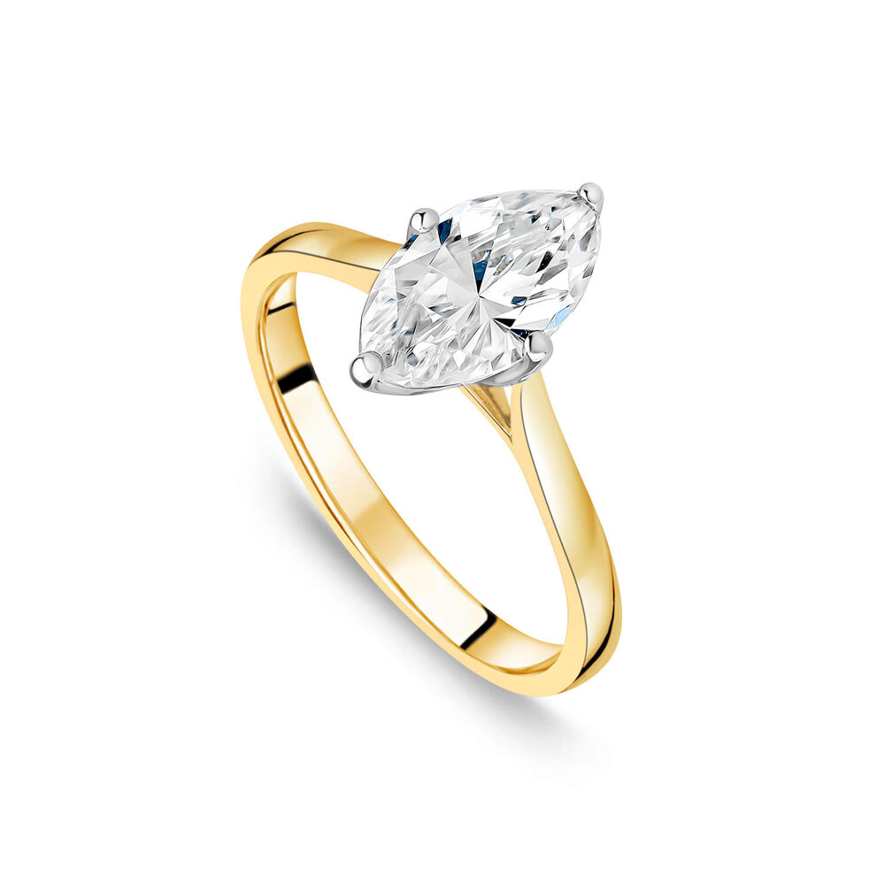 Born 18ct Yellow Gold 1.00ct Marquise Solitaire Diamond Ring