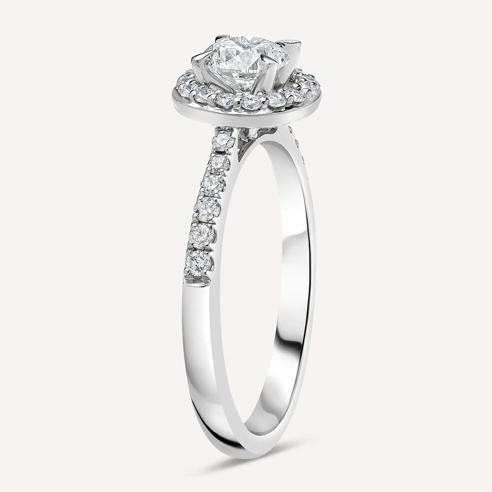 Platinum 0.57ct Round Diamond Halo & Shoulders Ring image number 3