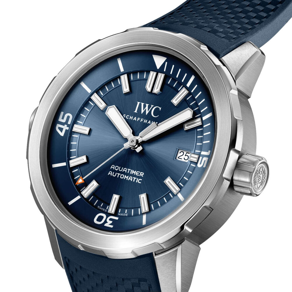 IWC Schaffhausen Aquatimer Automatic 42mm Blue Dial Strap Watch image number 1