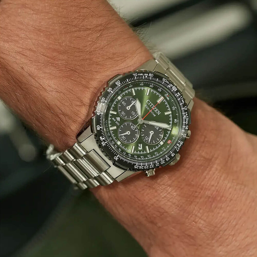 Citizen Promaster Air Navihawk 40mm Khaki Dial Stainless Steel Bracelet Watch image number 3