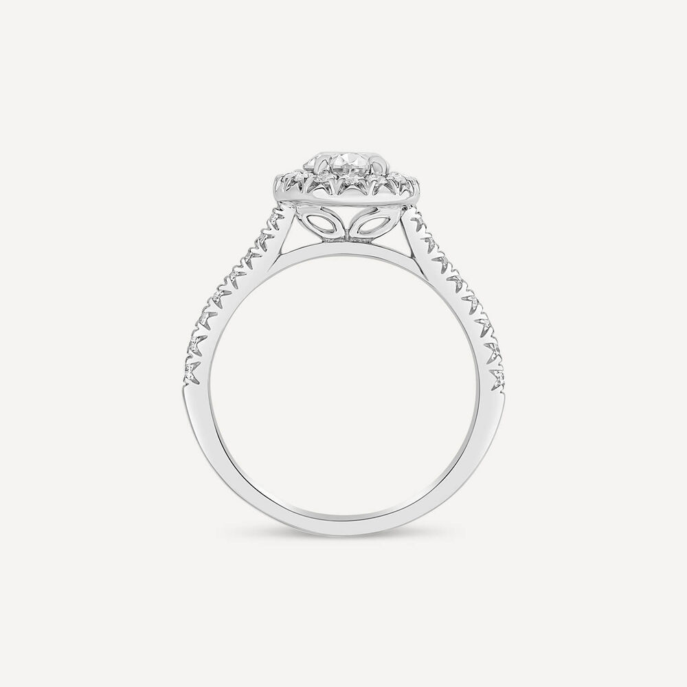 Born Platinum Lab Grown 1.40ct Oval Halo & Diamond Sides Ring image number 3