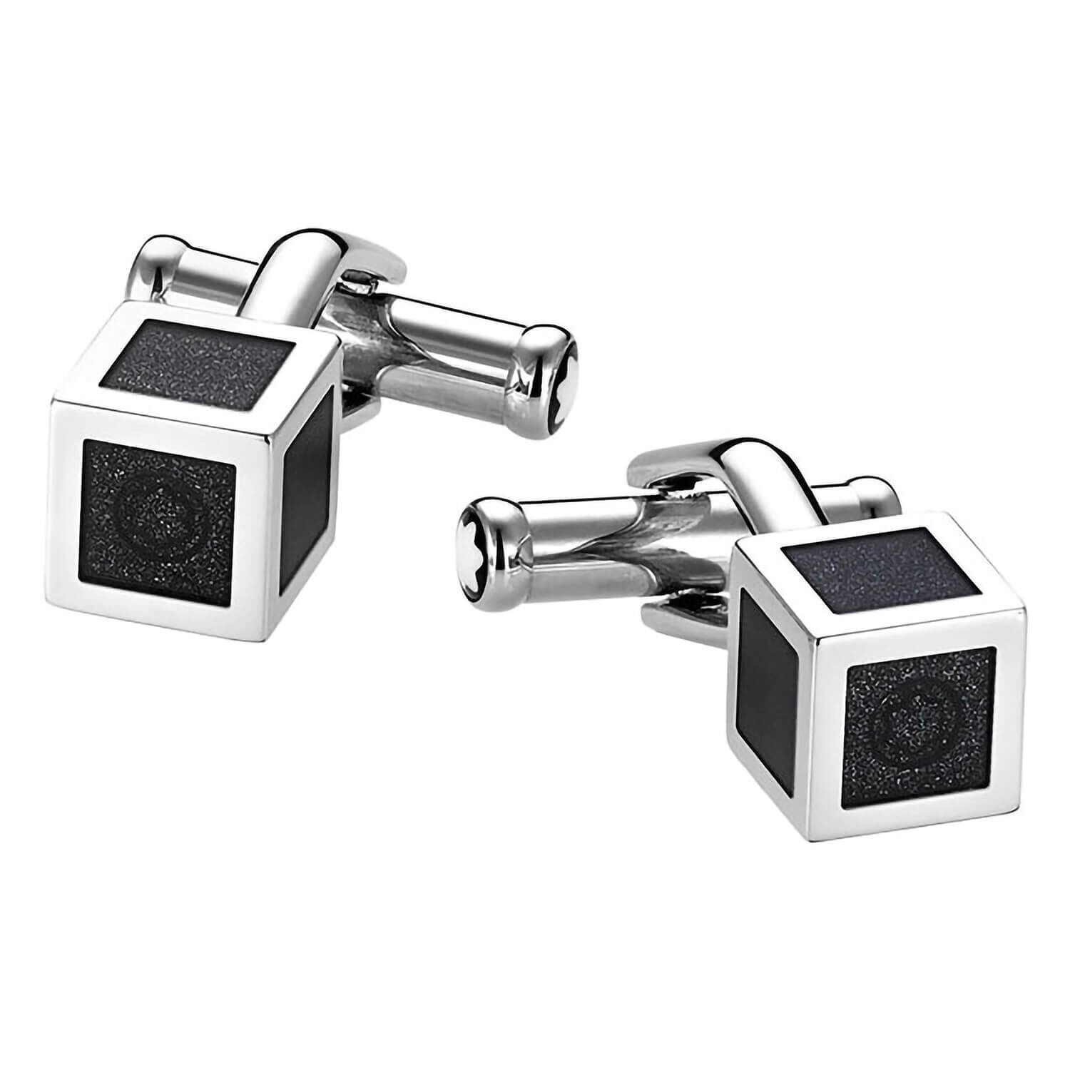 Montblanc Iconic Stainless Steel Black Cube Cufflinks
