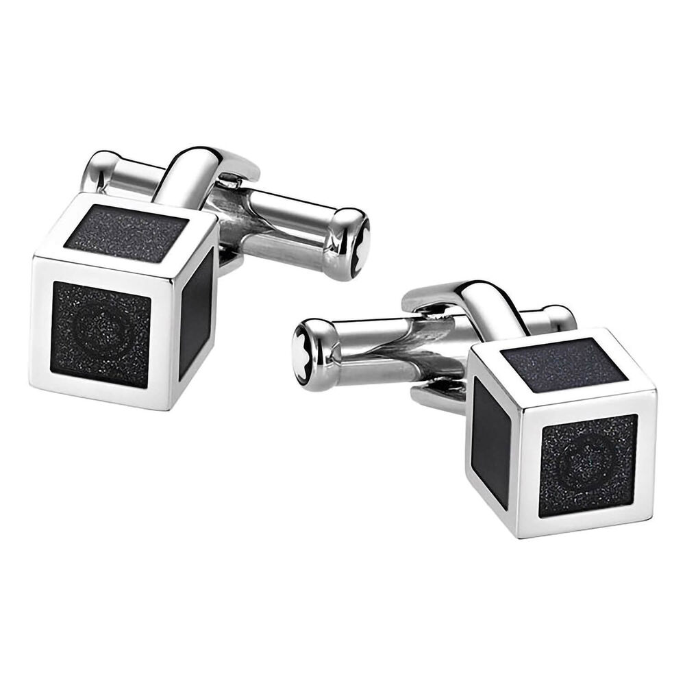 Montblanc Iconic stainless steel and black lacquer cube cufflinks