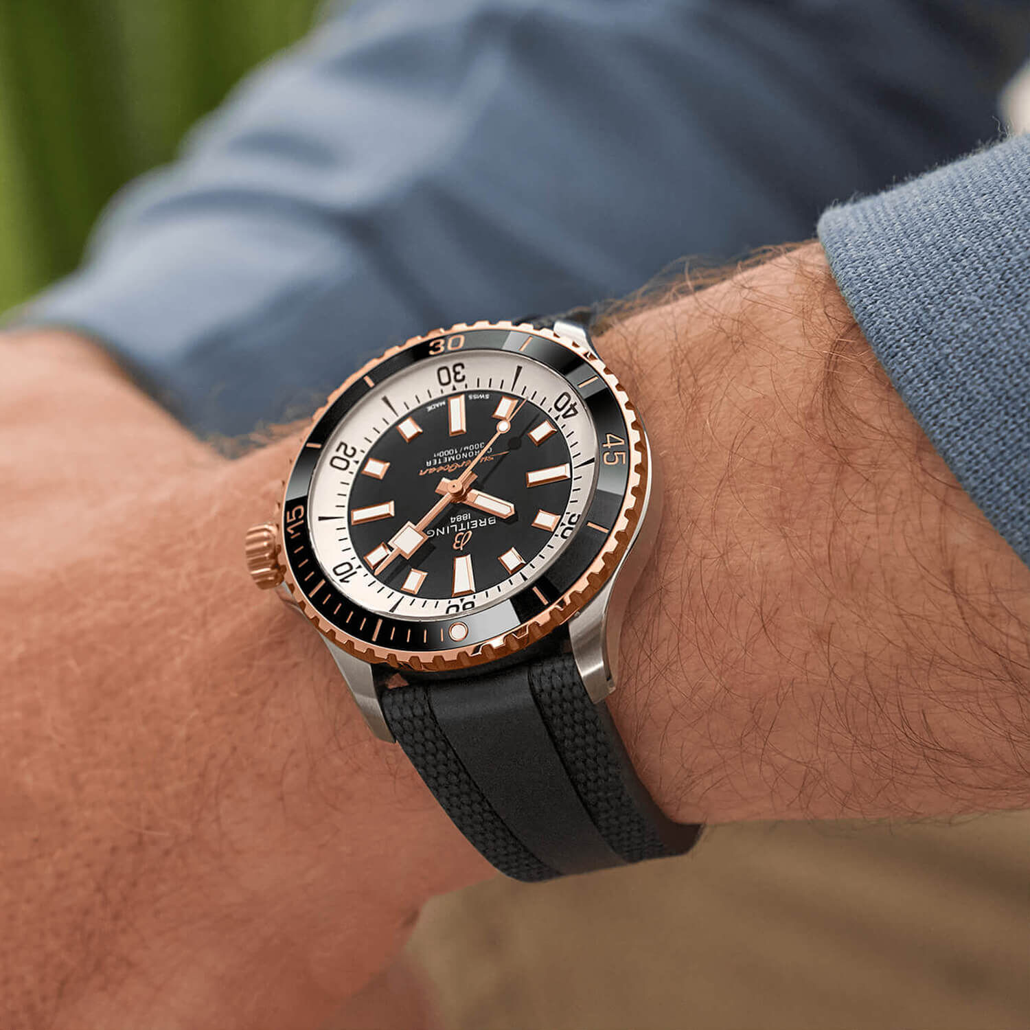 Breitling Superocean Automatic 42 Black Dial Strap Watch