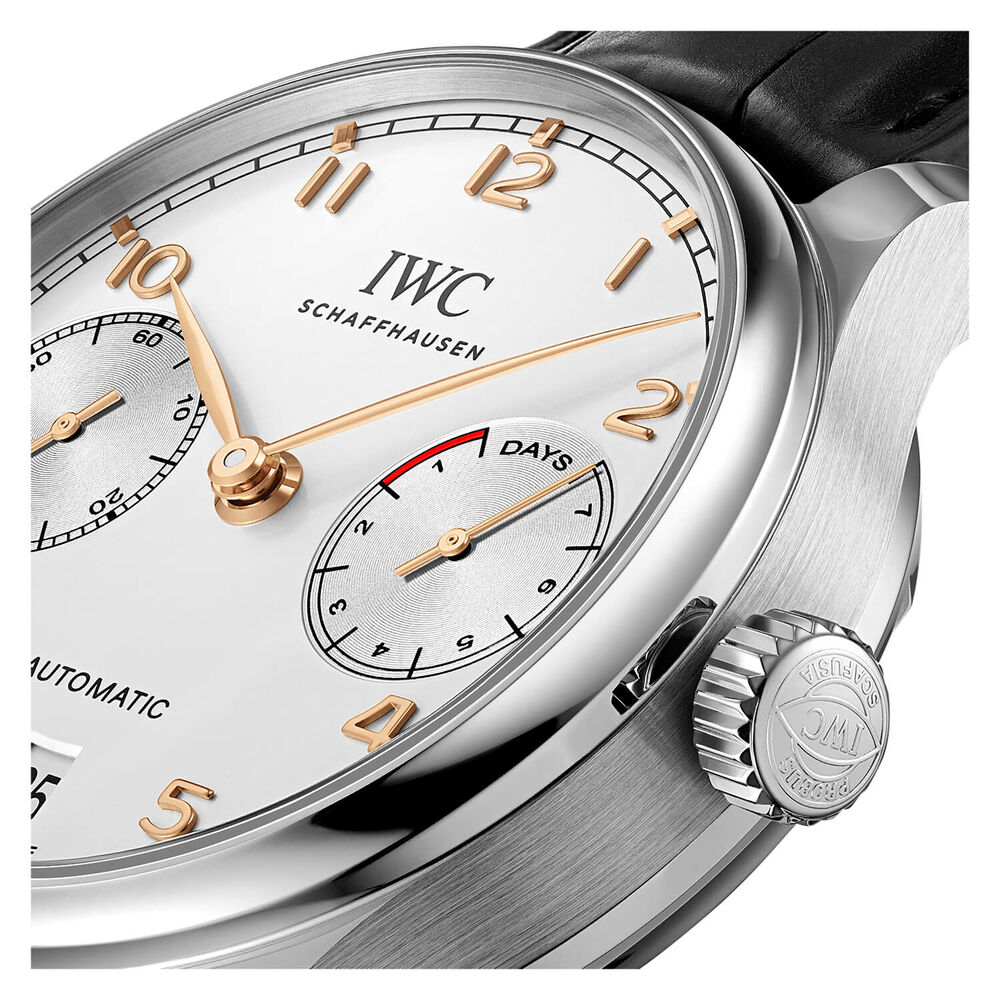 IWC Schaffhausen Portugieser Automatic Silver Dial Black Strap Watch image number 2