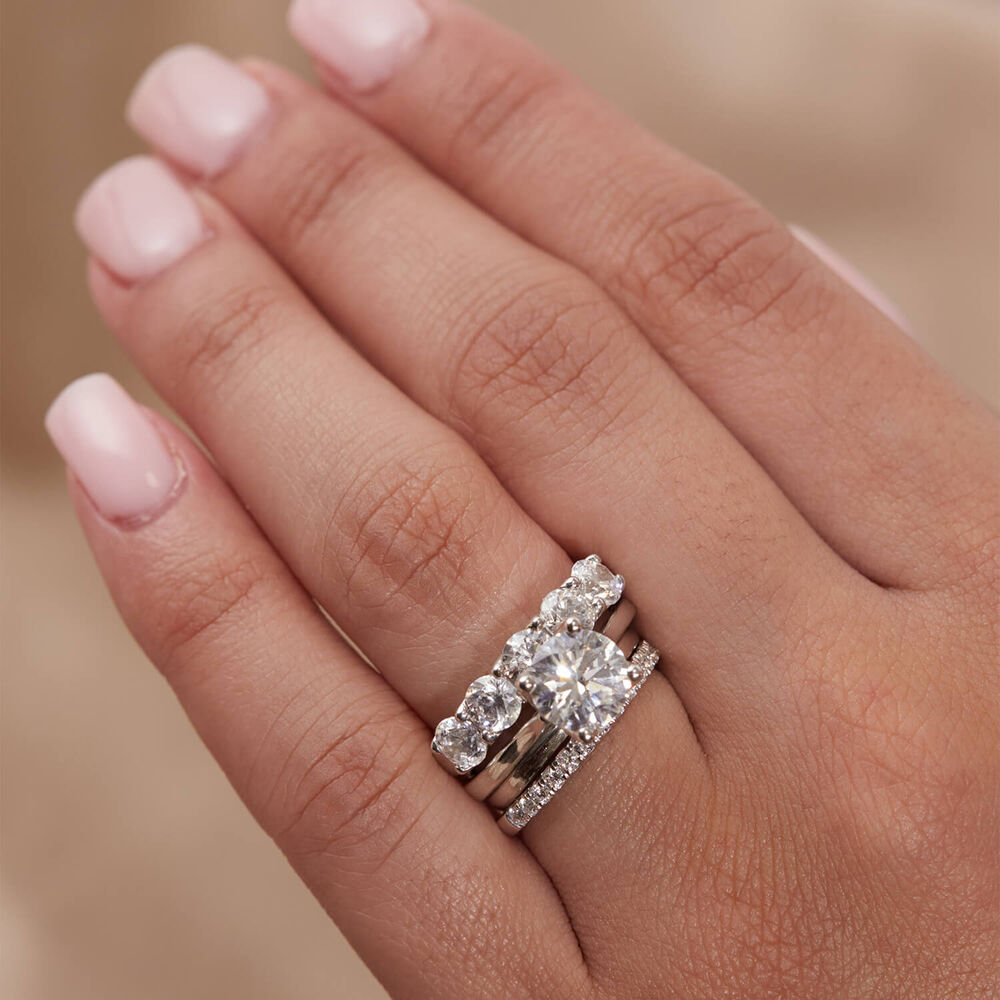 Born Platinum 0.25ct Lab Grown Diamond Claw Set Half Eternity Wedding Ring image number 4