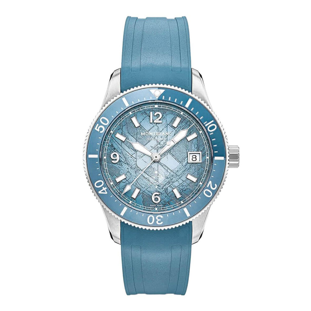 Montblanc Iced Sea Automatic Date 0 Oxygen 41mm Blue Dial Rubber Strap Watch
