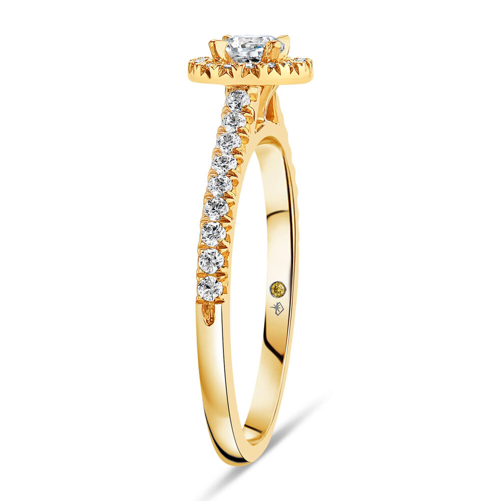 Northern Star 0.45ct Round Solitaire Diamond Halo Diamond Shoulders Ring image number 3