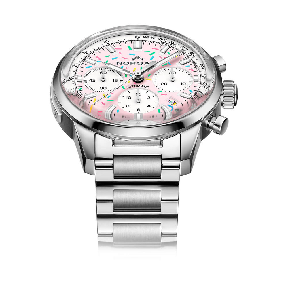 NORQAIN Freedom Chrono Enjoy Life 'Sprinkles' Special Edition 40mm Pink Dial Bracelet Watch