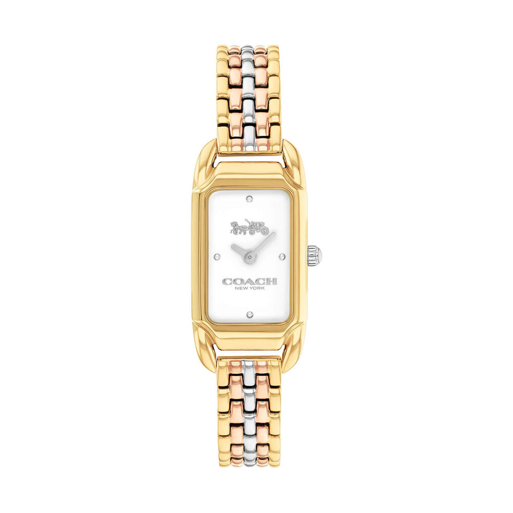 Coach Cadie 29mm White Dial Tri-Tone Steel Bracelet Watch