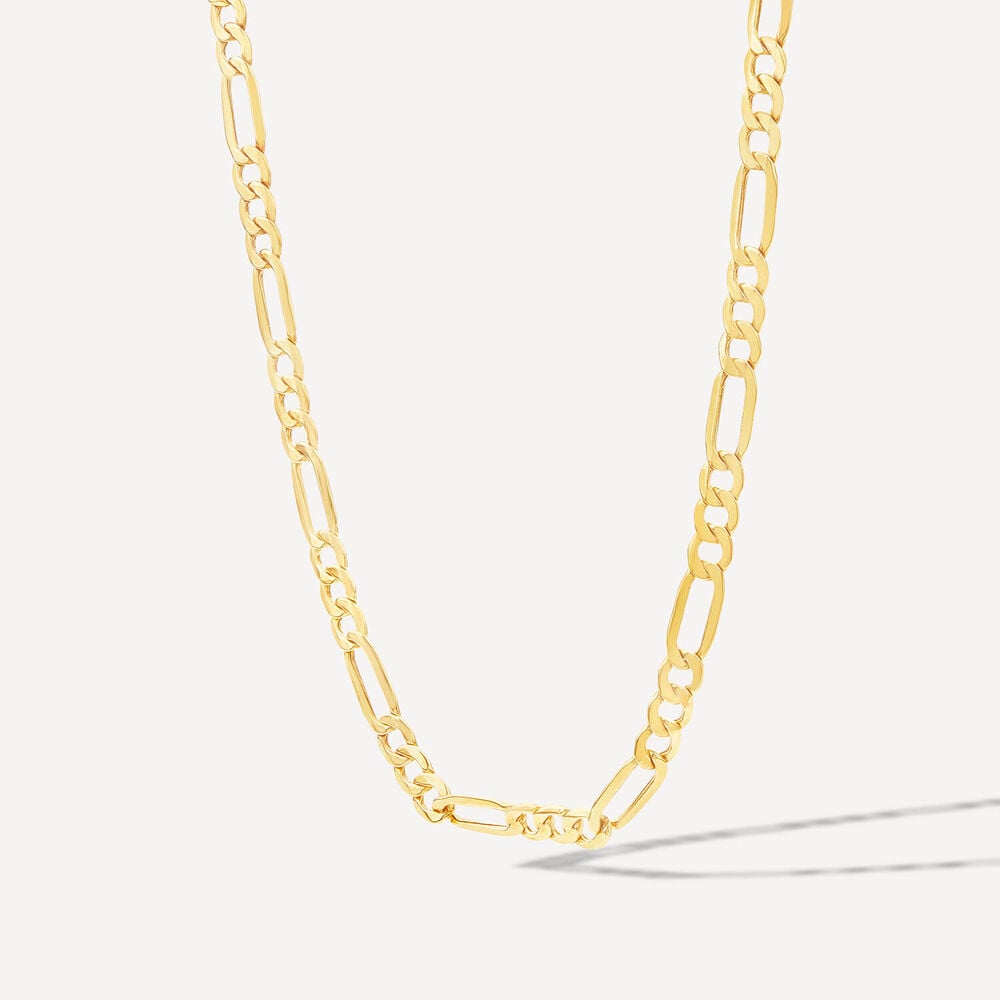 9ct Yellow Gold Hollow Bevelled Figaro Necklet