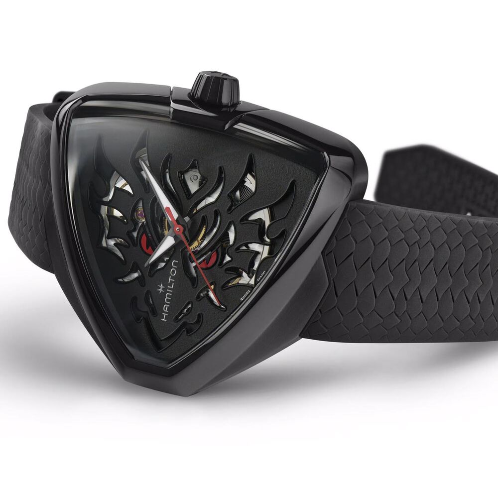 Hamilton Ventura Elvis80 Skeleton Auto 42x45mm Dial Black Rubber Strap Watch image number 3