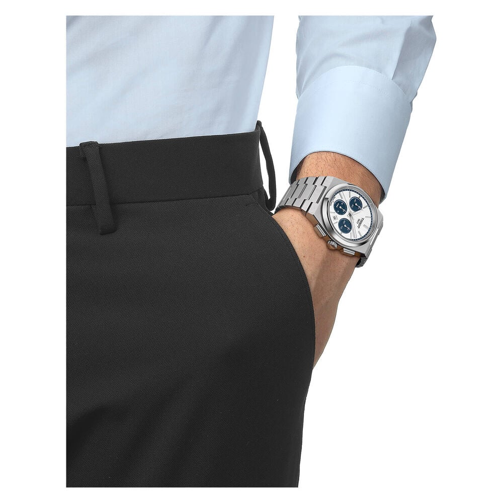 Tissot PRX 42mm White&Black Chrono Dial Bracelet Automatic Watch image number 3