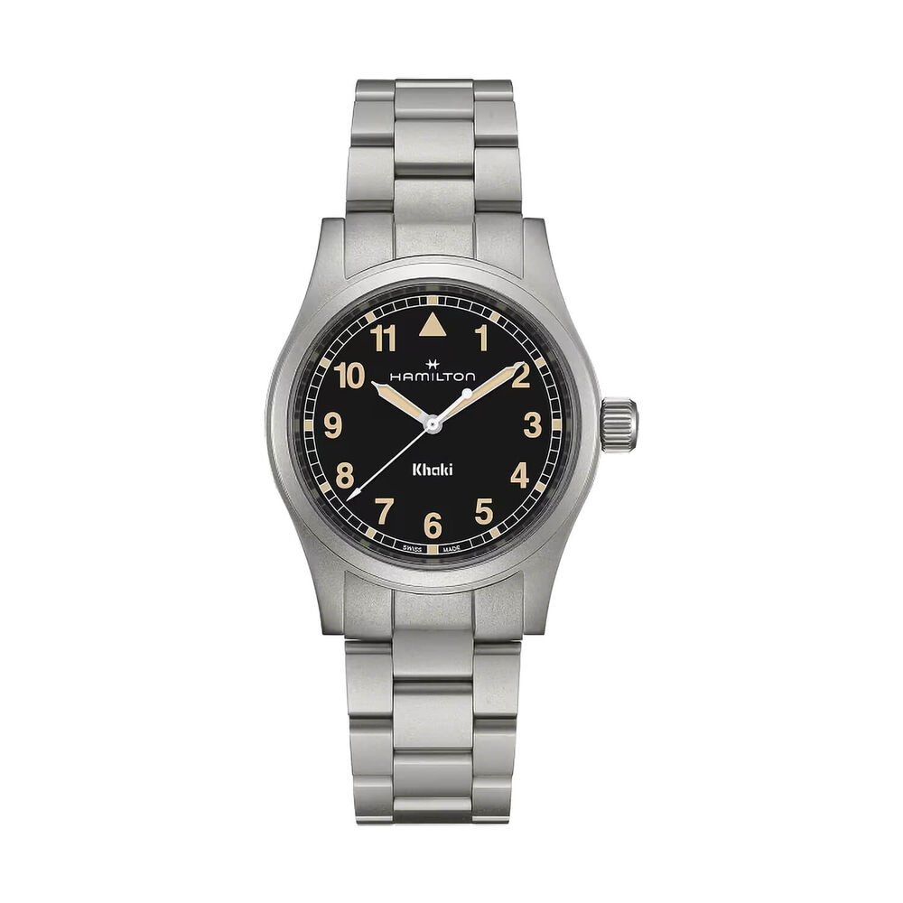 Hamilton Khaki Fields Quartz 38mm Black Dial Steel Bracelet Watch image number 0