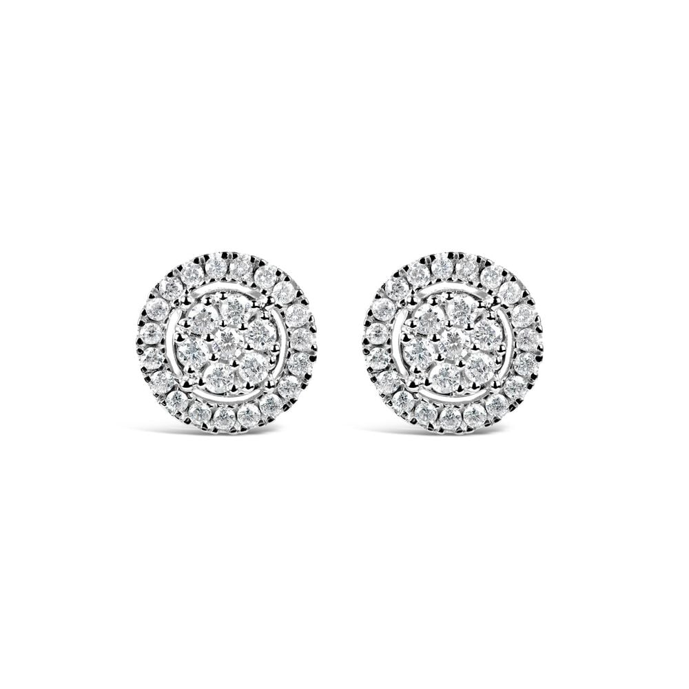 9ct white gold 0.25 carat diamond halo stud earrings image number 0