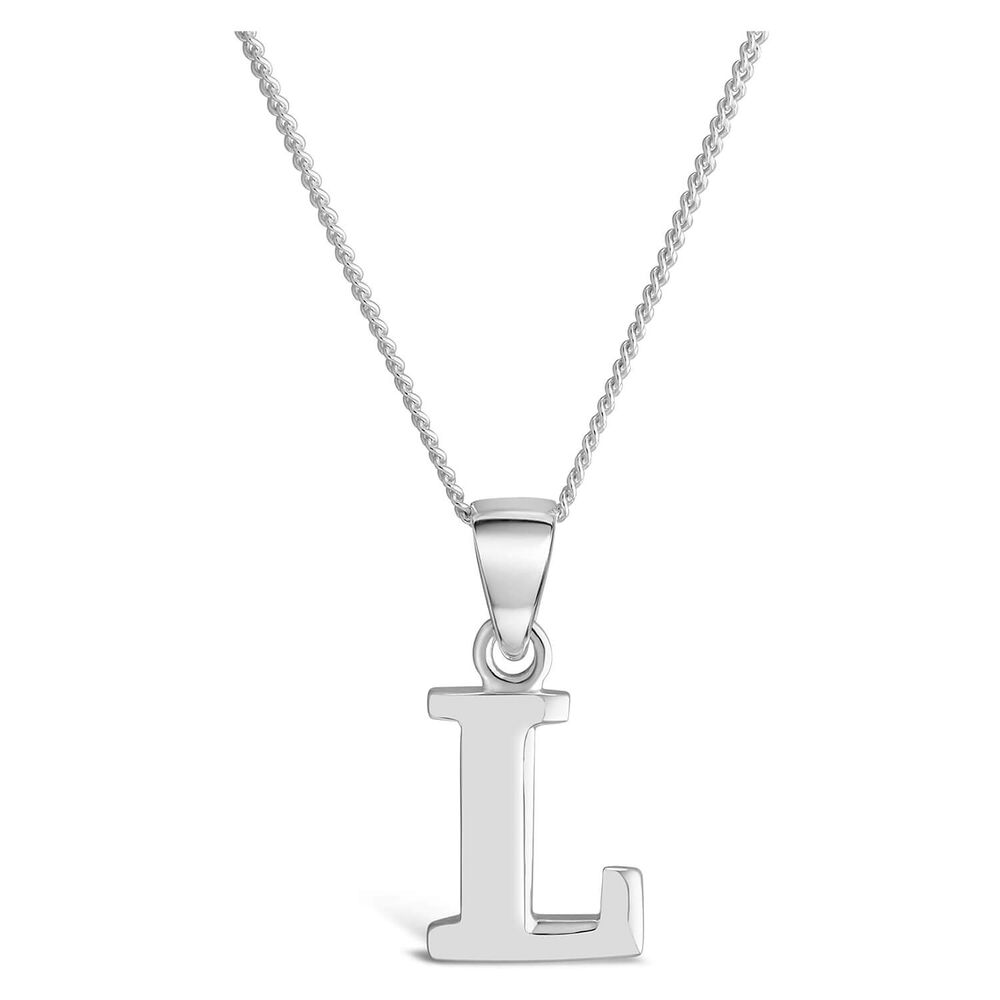 Sterling Silver Block Initial L Pendant image number 0