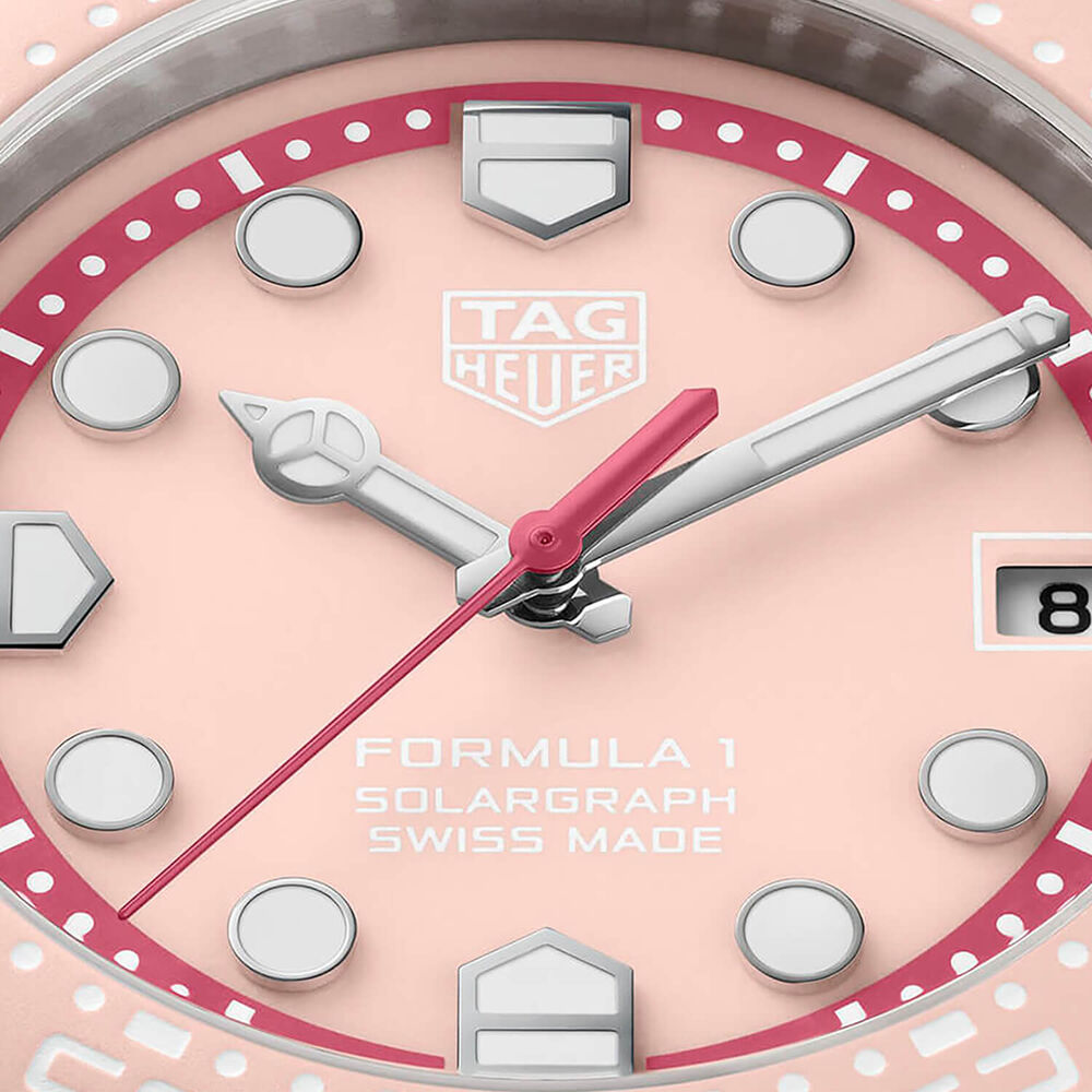 TAG Heuer Formula 1 Solargraph Pink Dial Rubber Strap Watch