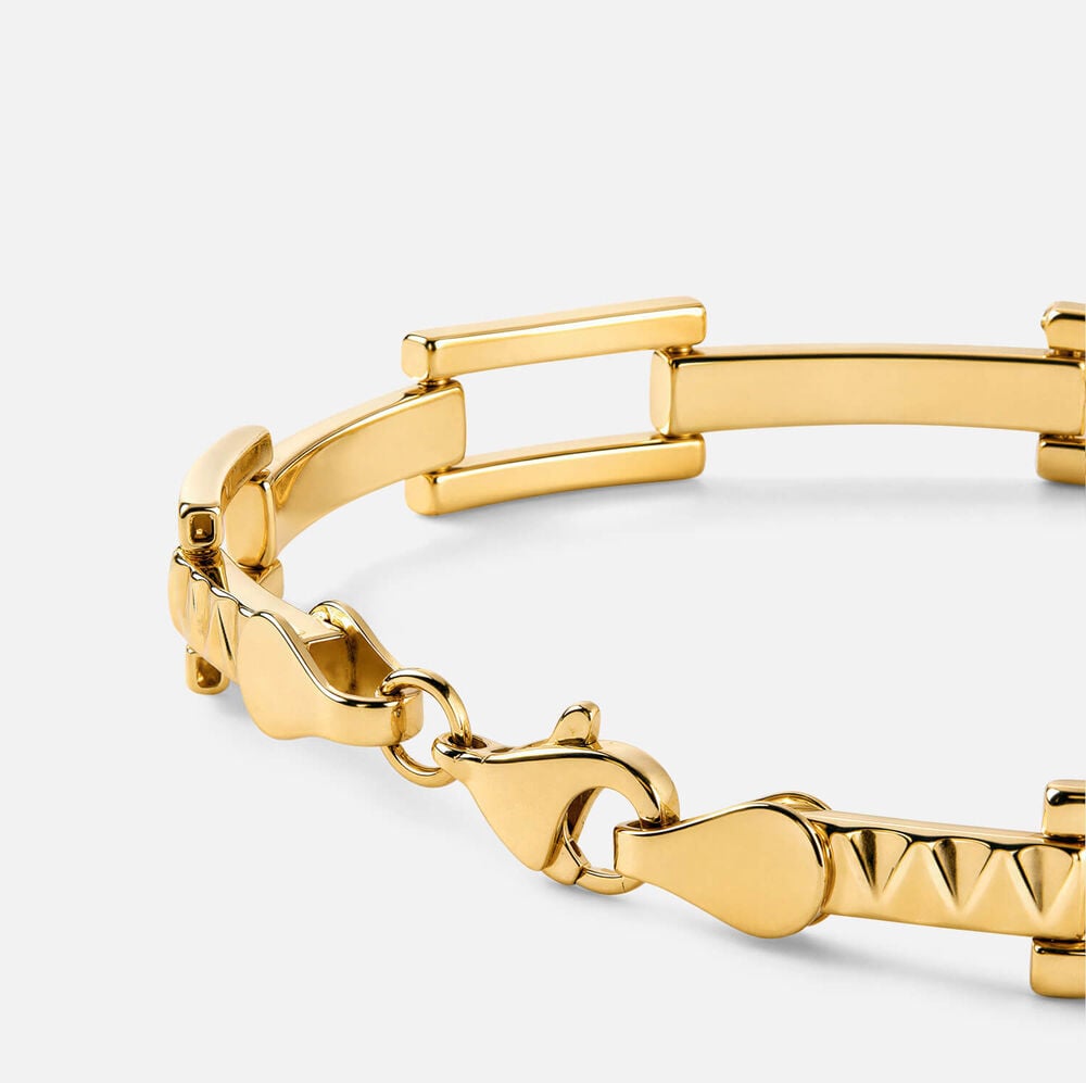 Yellow Gold Plated Vermeil Sterling Silver Patterned Bar Bracelet