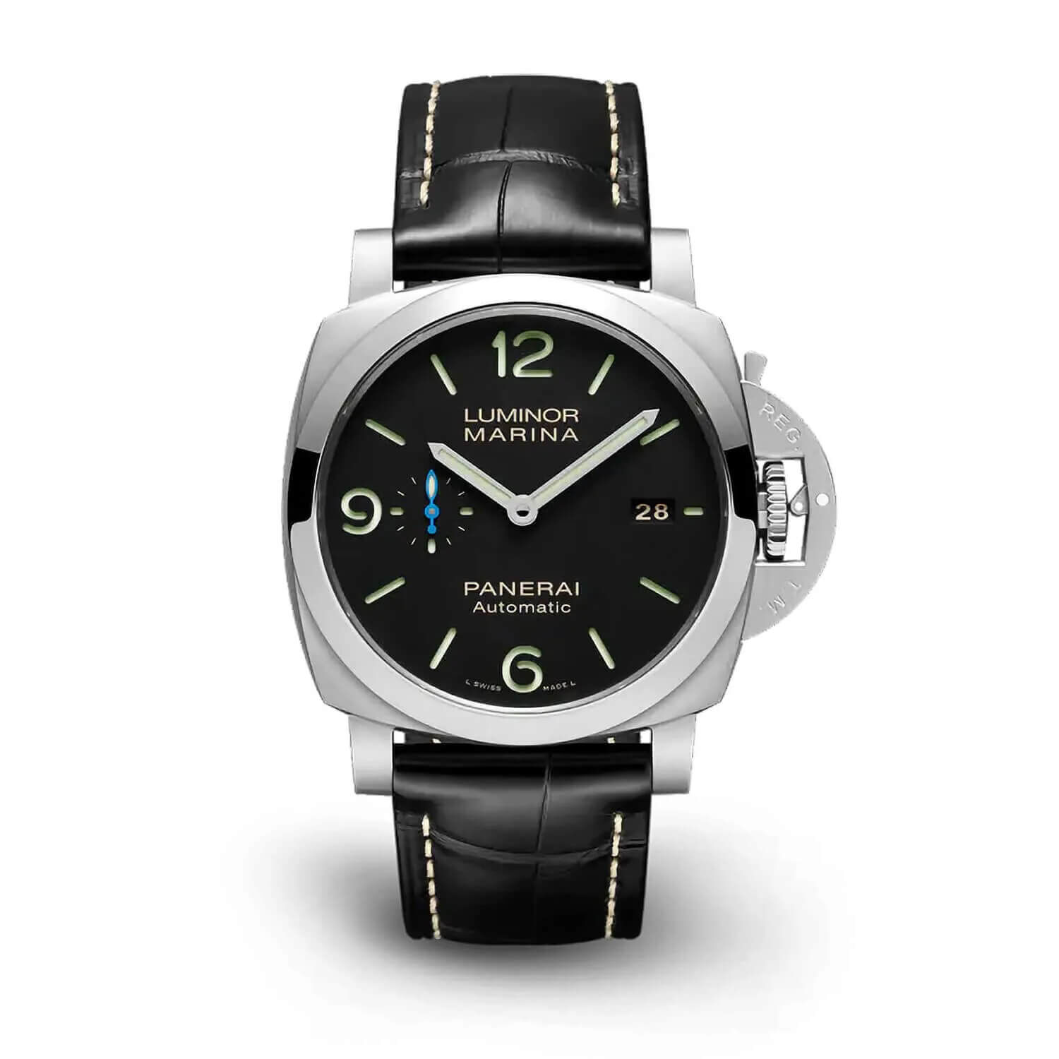Panerai Luminor 44mm Marina Black Dial Strap Watch