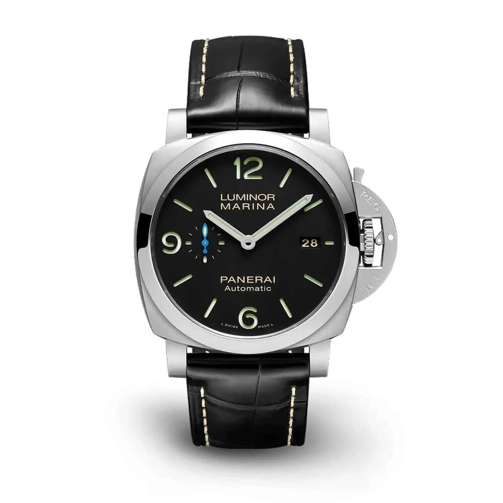 Panerai Luminor 44mm Marina Black Dial Strap Watch