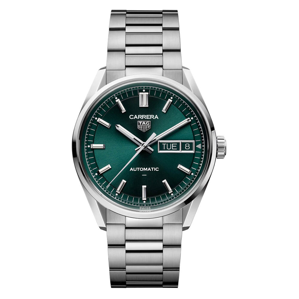 TAG Heuer Carrera Day-Date 41mm Green Dial Steel Bracelet Watch