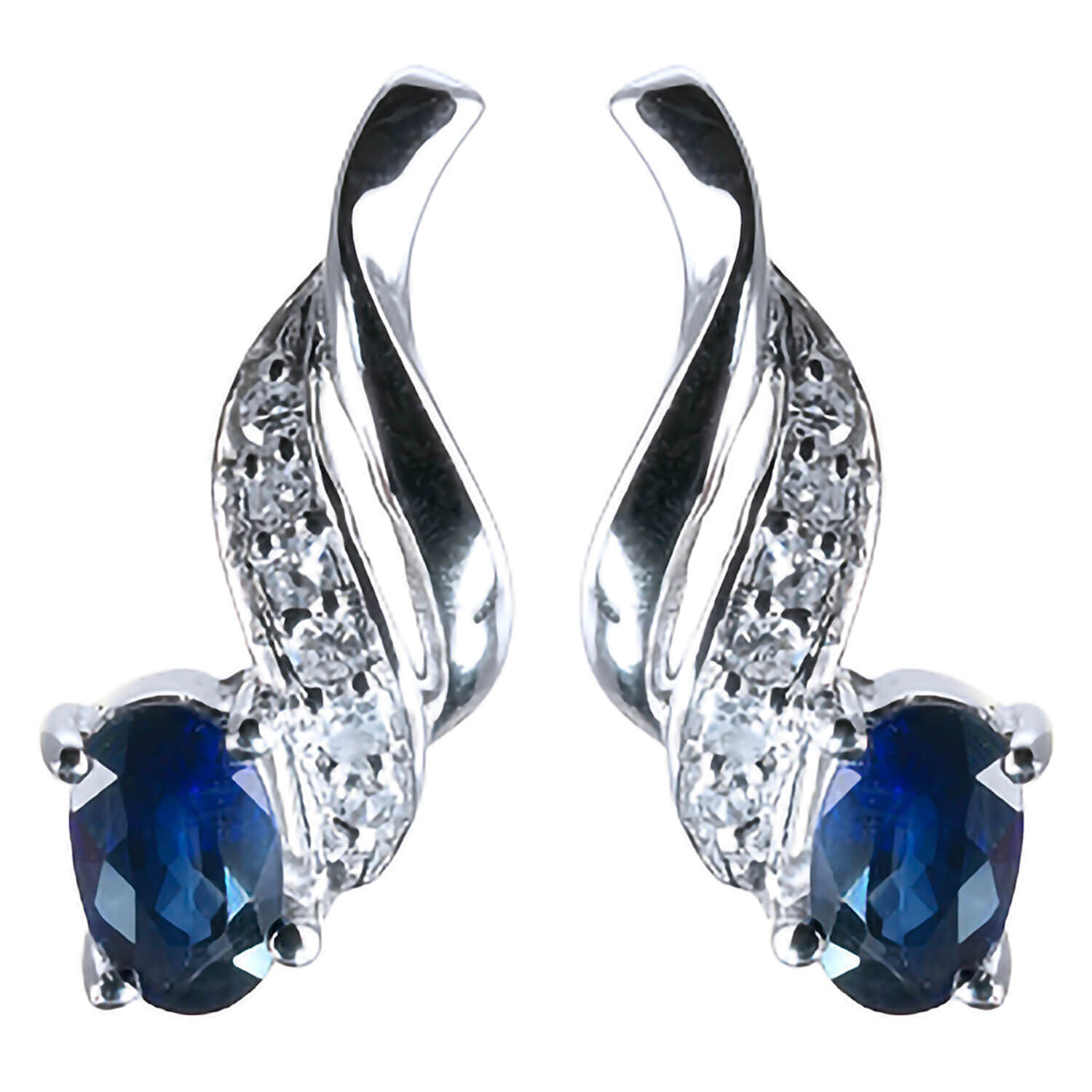 9ct White Gold Sapphire And Diamond Stud Earrings at Fraser Hart