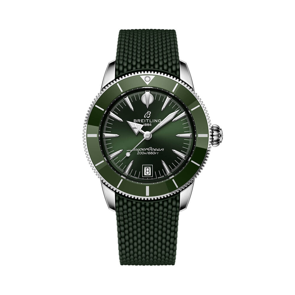 Breitling Superocean Heritage B31 Automatic 40mm Green Dial Mesh Rubber Strap Watch