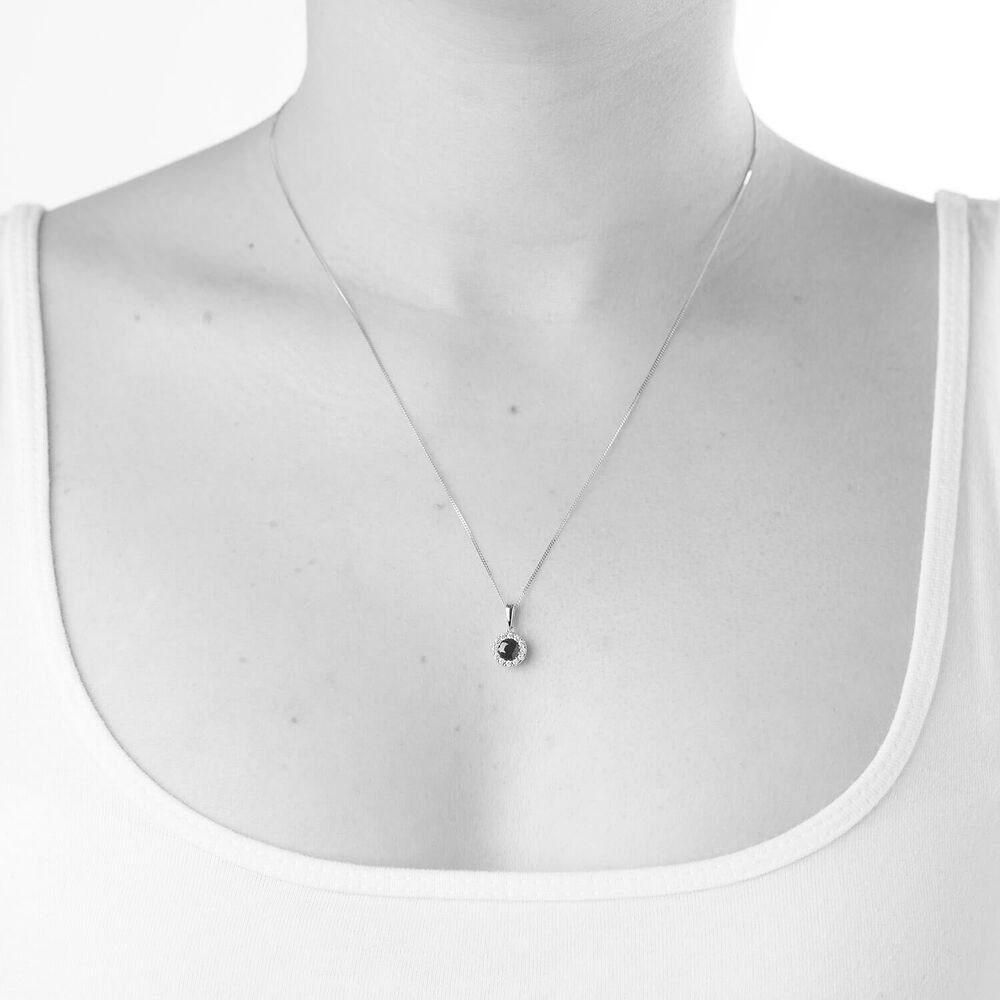 9ct White Gold Ruby and 0.12ct Diamond Halo Pendant image number 3