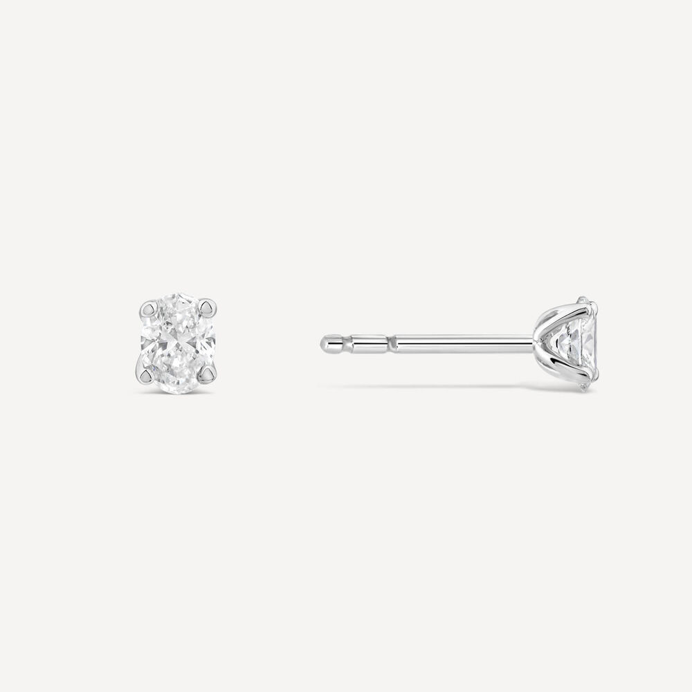 Born 18ct White Gold Lab Grown 0.5ct Diamond Oval Stud Earrings image number 1