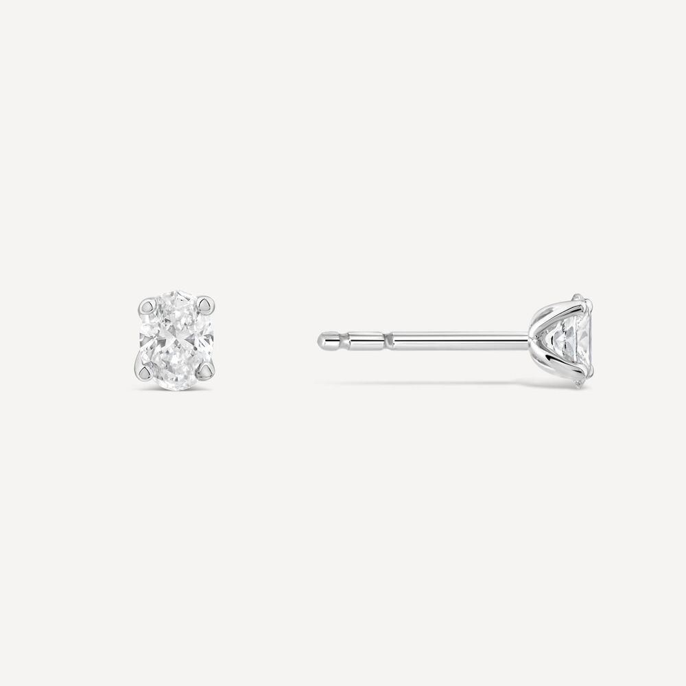 Born 18ct White Gold Lab Grown 0.5ct Diamond Oval Stud Earrings