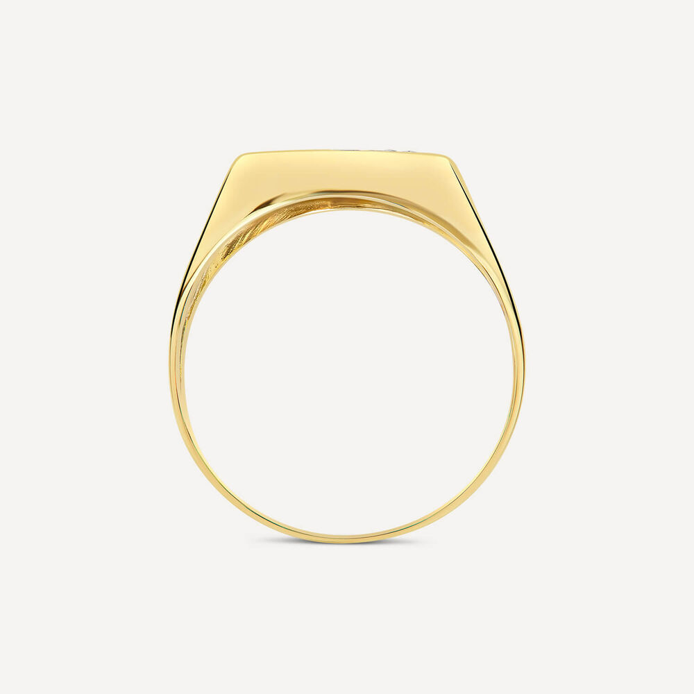 9ct Yellow Gold Onyx & 0.01ct Diamond Signet Ring