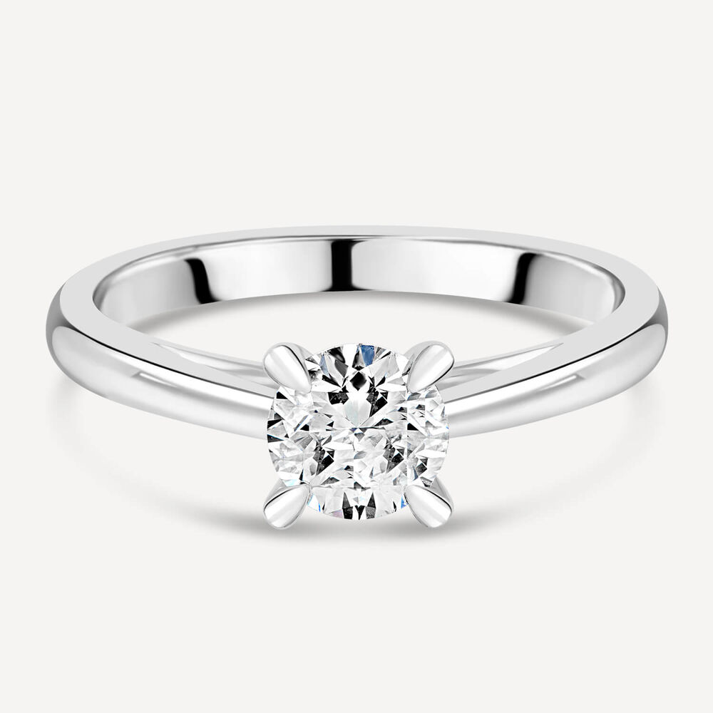 Platinum 0.70ct Round Diamond Four Claw Solitaire Ring image number 4