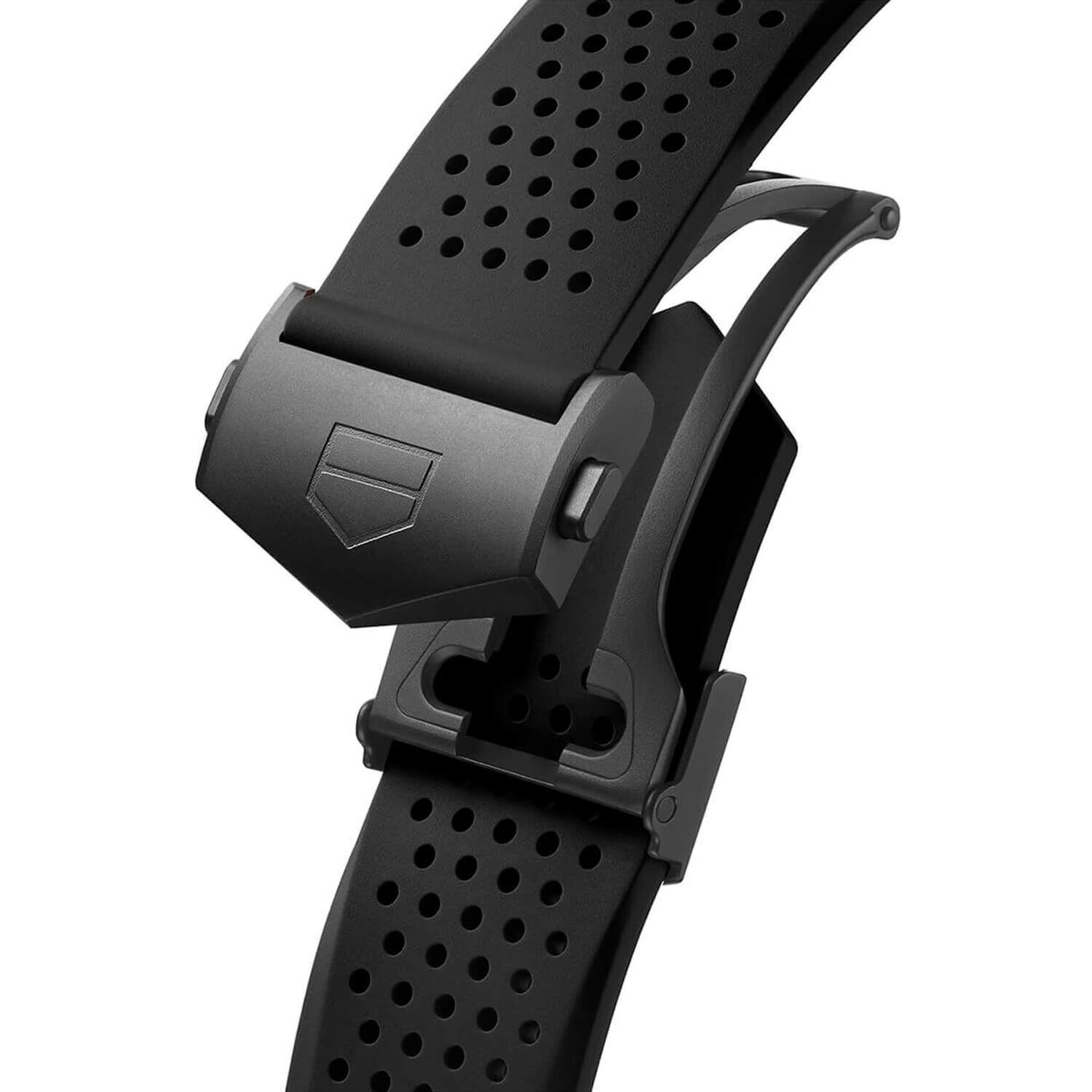 TAG Heuer E5 45MM ブラックレザーベルト TAG Heuer Connected Calibre E5 45mm Dial Ceramic Bezel Watch
