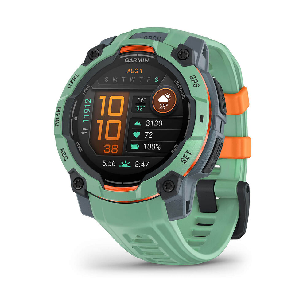 Garmin Instinct 3 AMOLED 45mm Neotropic Bezel & Silicon Strap Watch image number 0