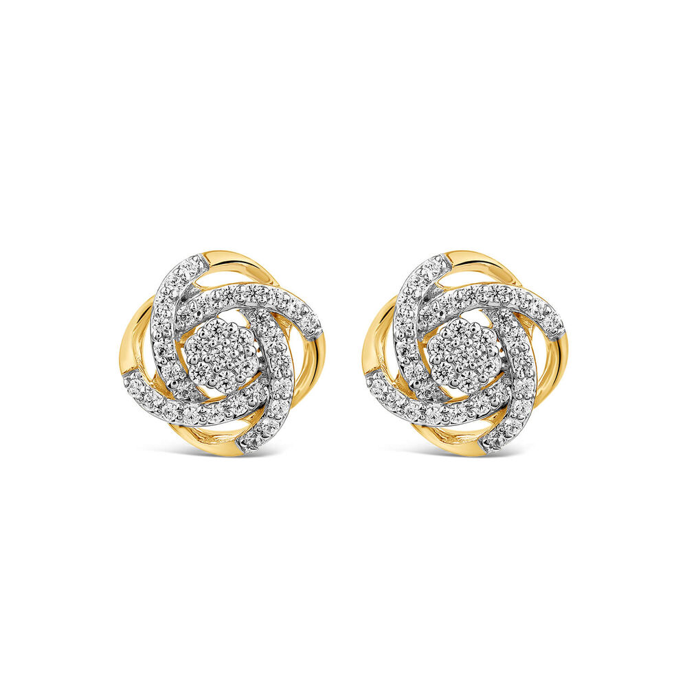 9ct Yellow Gold 0.25ct Diamond Knot Stud Earring