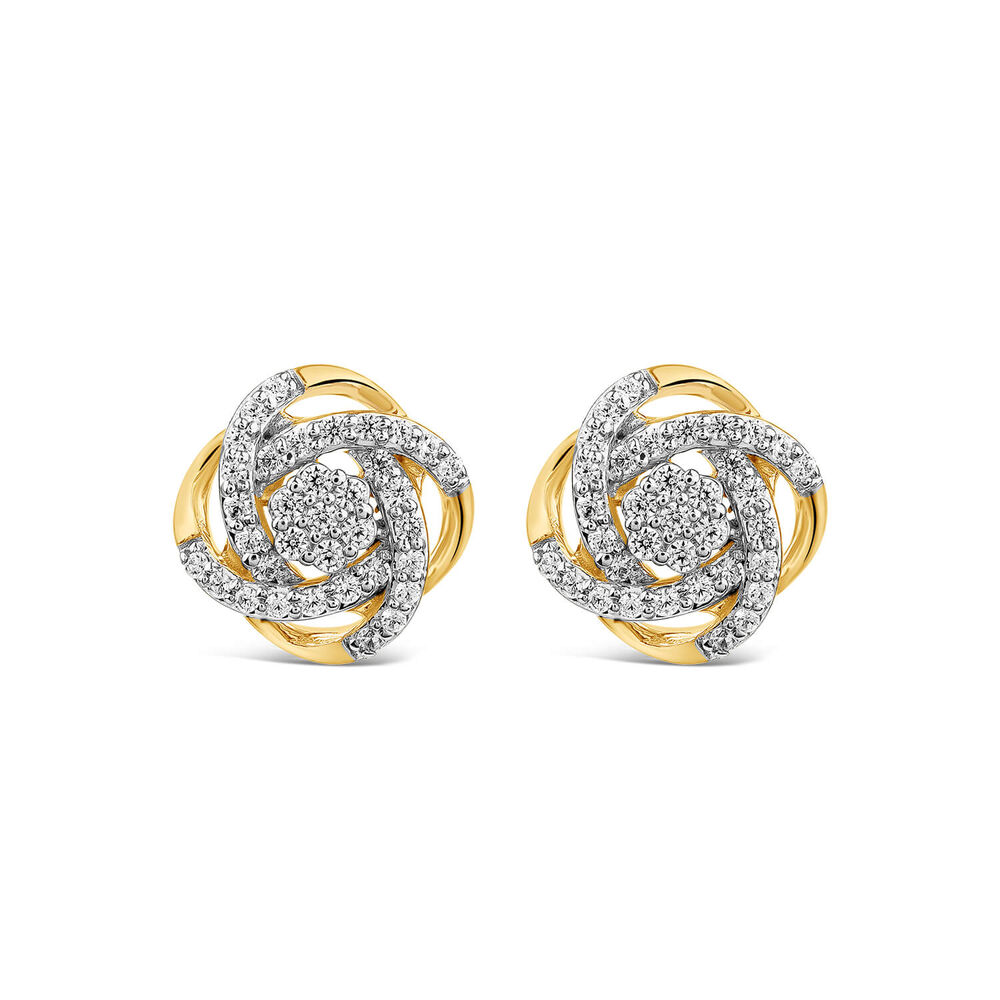 9ct Yellow Gold 0.25ct Diamond Knot Stud Earring image number 0