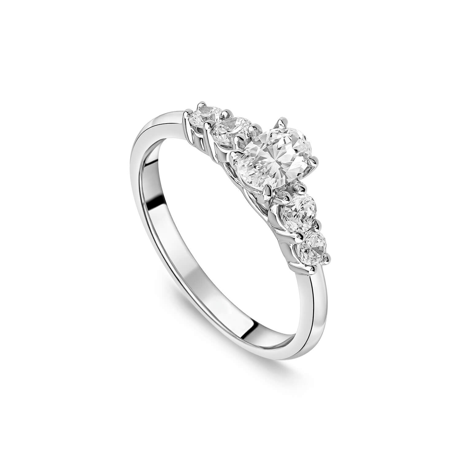 the orchid setting 18ct white gold oval 5 stone 075ct diamond ring 01 01 11 0171 img1