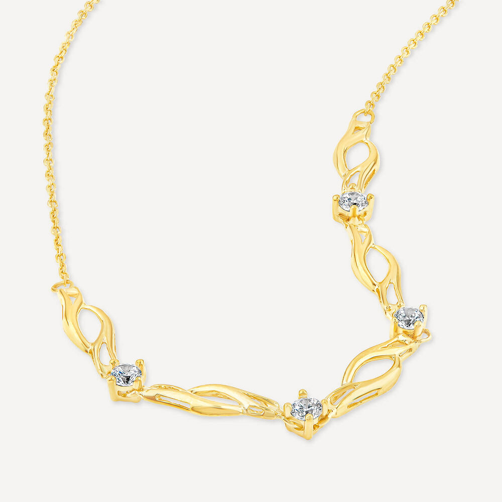 9ct Yellow Gold Cubic Zirconia Set Twist Curve Chain Necklet image number 3