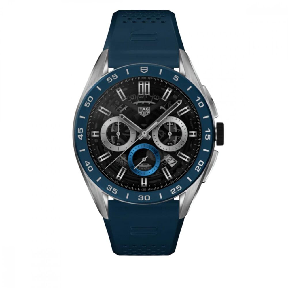 TAG Heuer Connected 45mm Touch Screen Blue Rubber Strap Watch image number 0