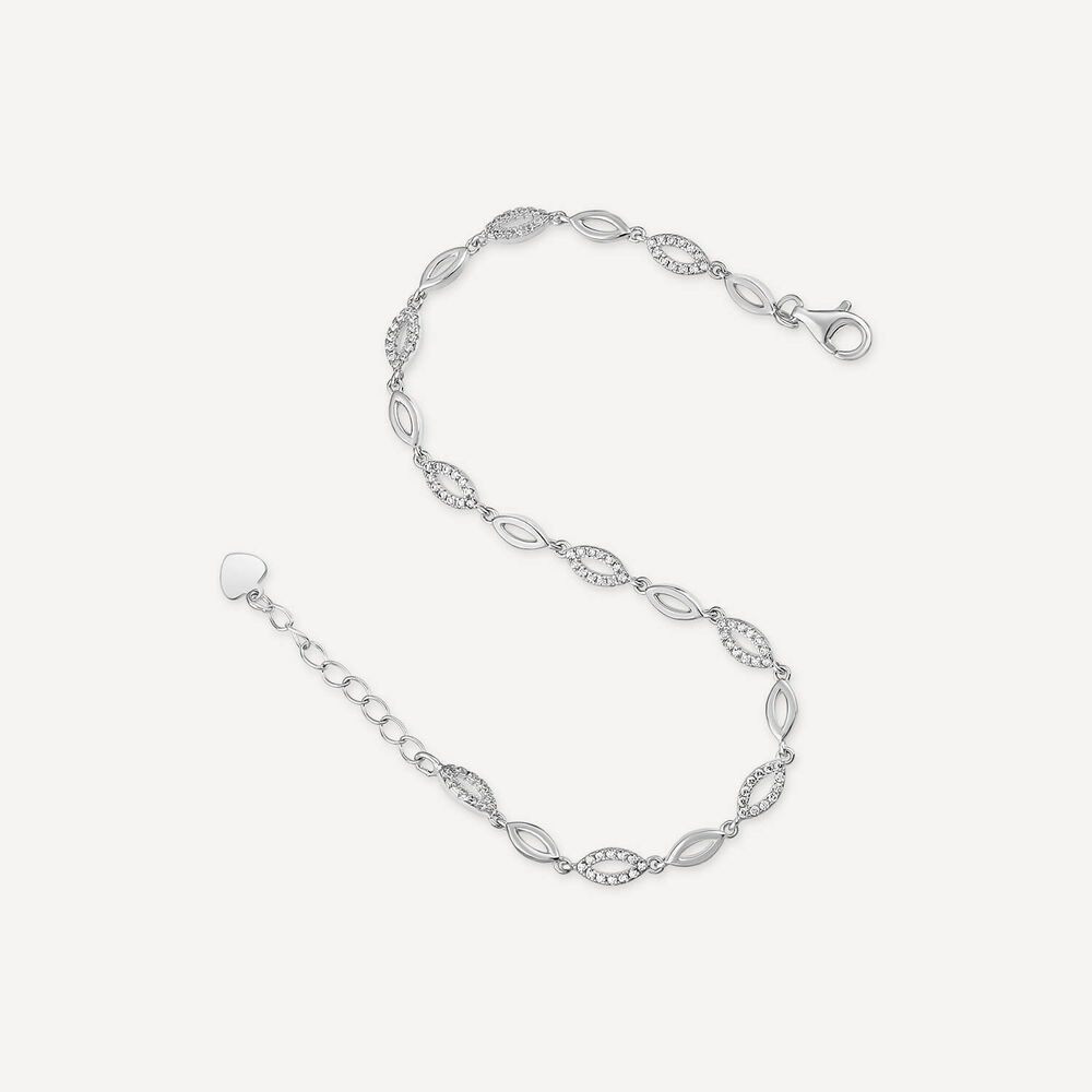 Sterling Silver Marquise Cubic Zirconia Bracelet image number 3
