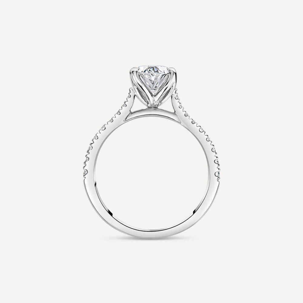Born Platinum 1.70ct Oval Lab Grown Diamond Sides Ring image number 3