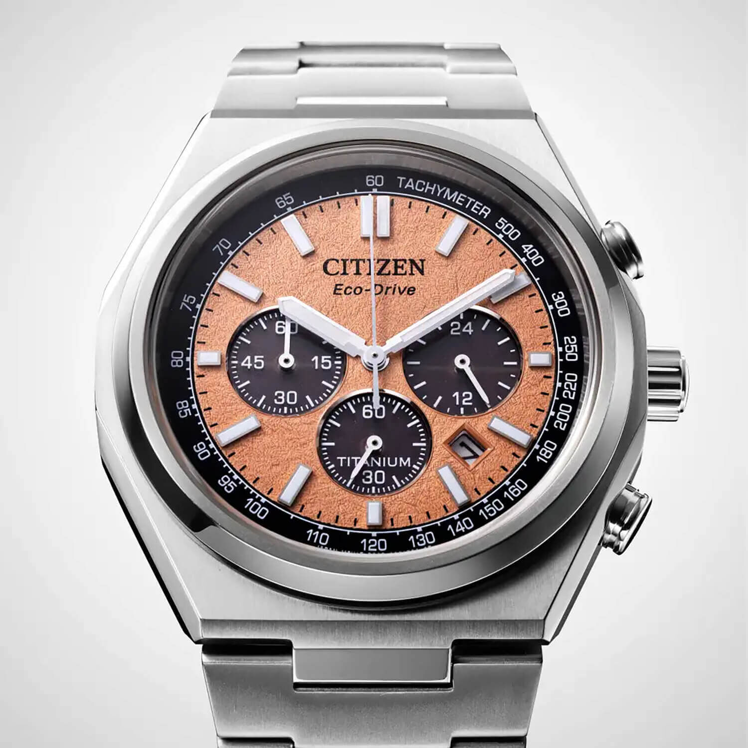 Citizen Zenshin Chrono Super Titanium 42mm Salmon Dial Watch