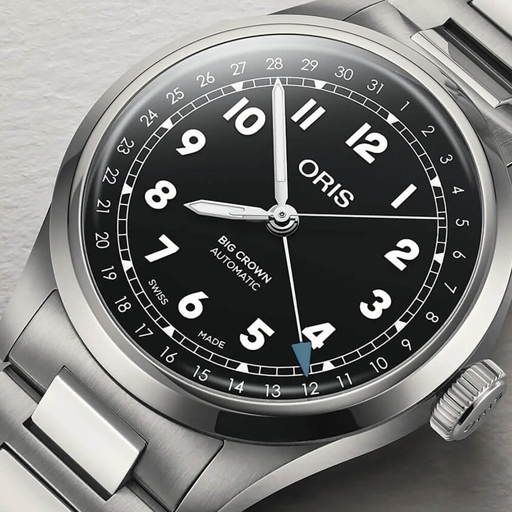 Oris Big Crown Pointer Date 40mm Black Dial Steel Bracelet Watch