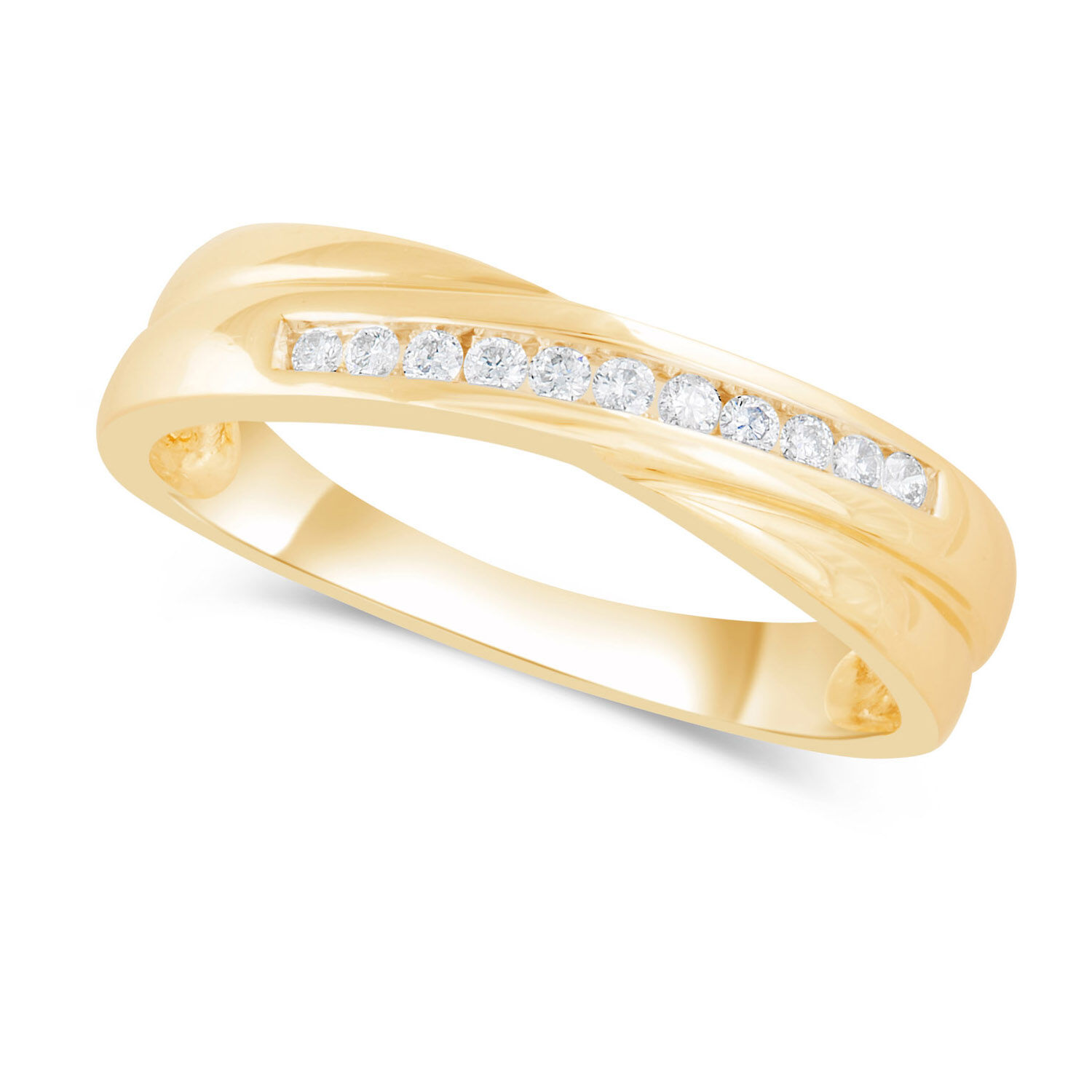 Ladies 9ct Gold Crossover Diamond Wedding Ring