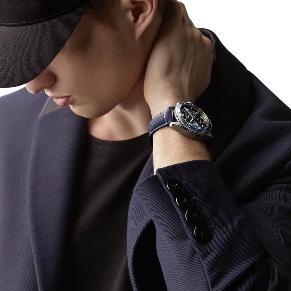 Longines Spirit Flyback 42mm Blue Chronograph Dial Blue Strap Watch image number 6