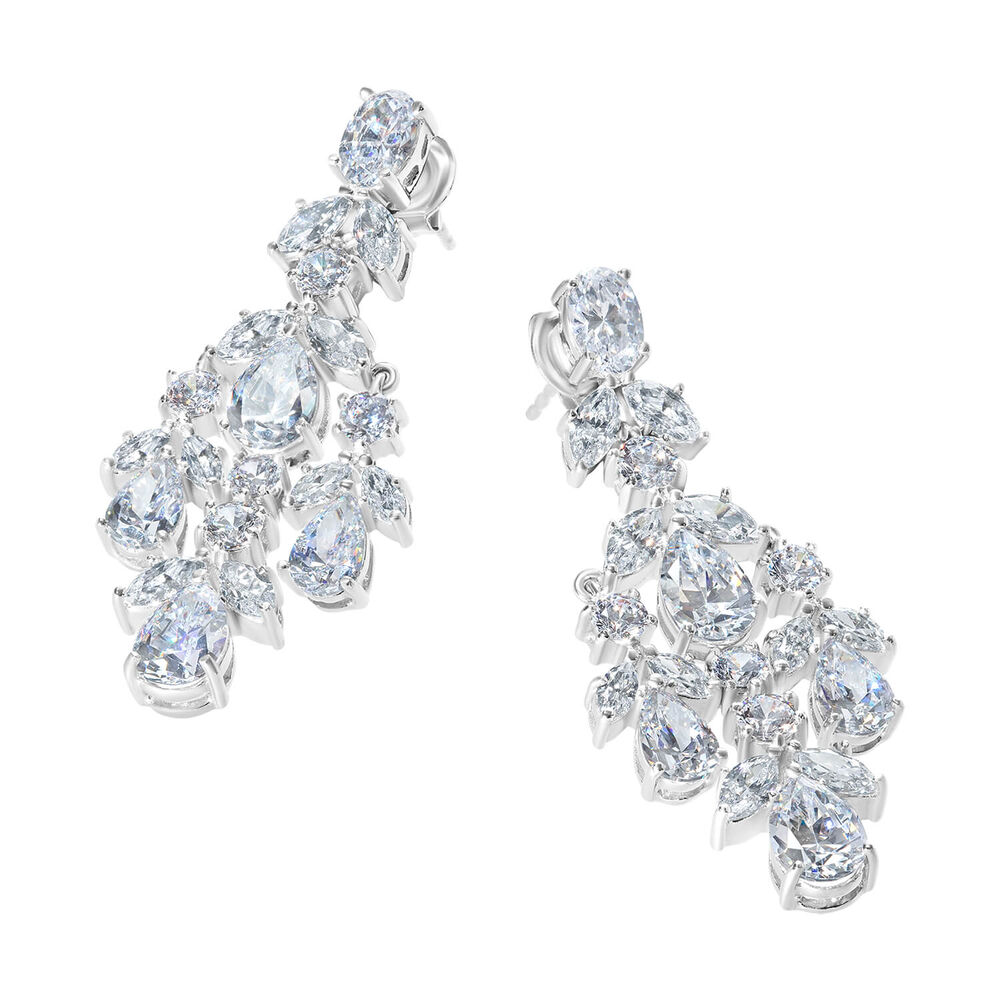 CARAT* London Aster White Gold Finish Chandelier Earrings image number 0