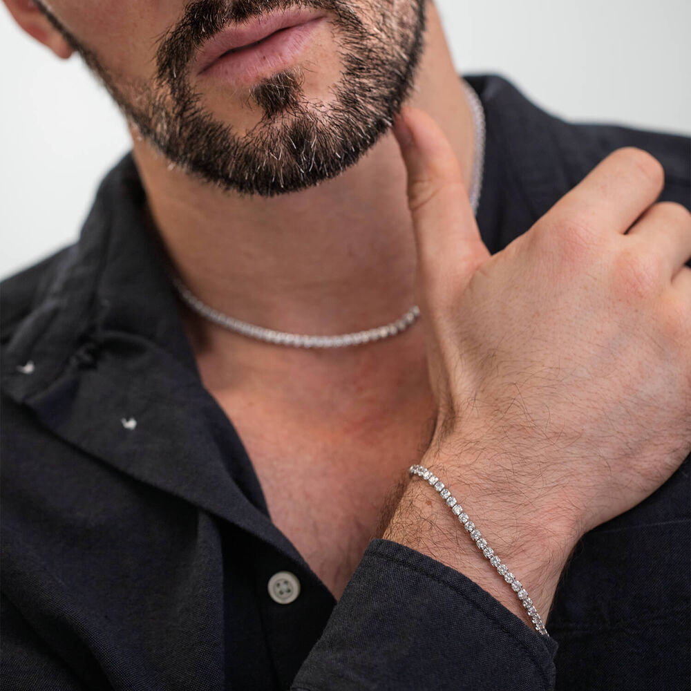 Sterling Silver Cubic Zirconia Tennis Necklet image number 4