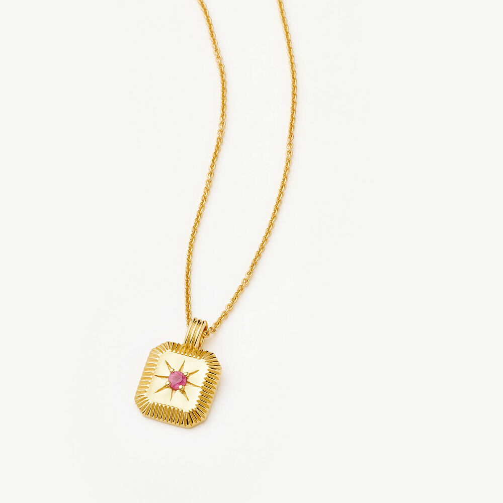 Missoma 18ct Gold Vermeil Sterling Silver Glass Filled Ruby July Birthstone Pendant Necklace